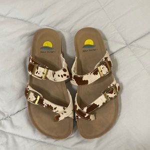 Cowprint sandals size 8